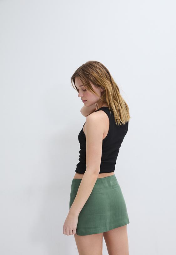 Stradivarius Minijupe-Culotte Kaki M