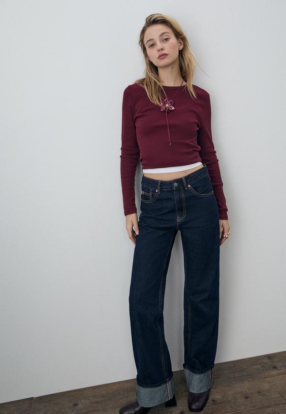 ribbed long sleeve t shirt