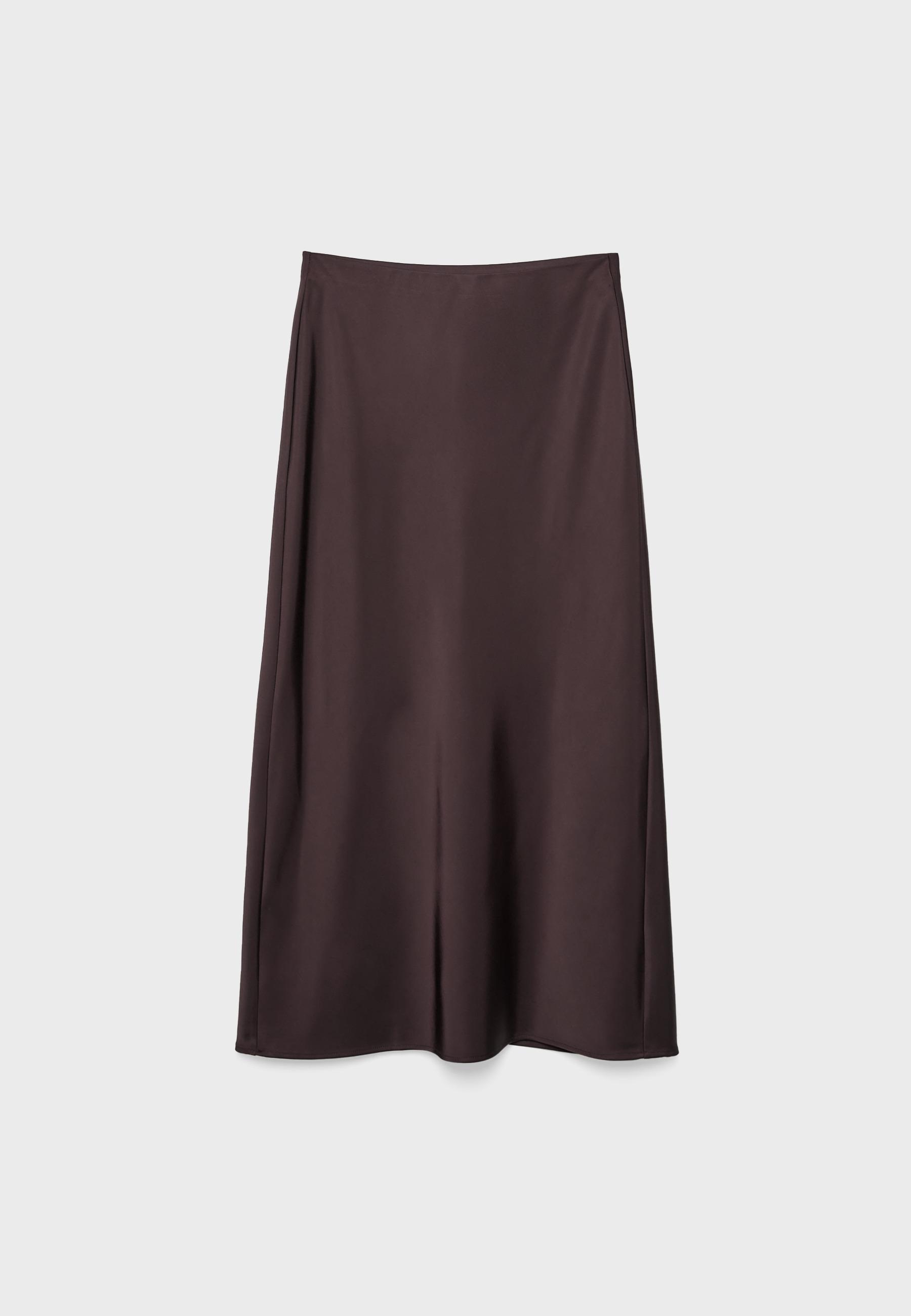 Satin midi skirt — Brown