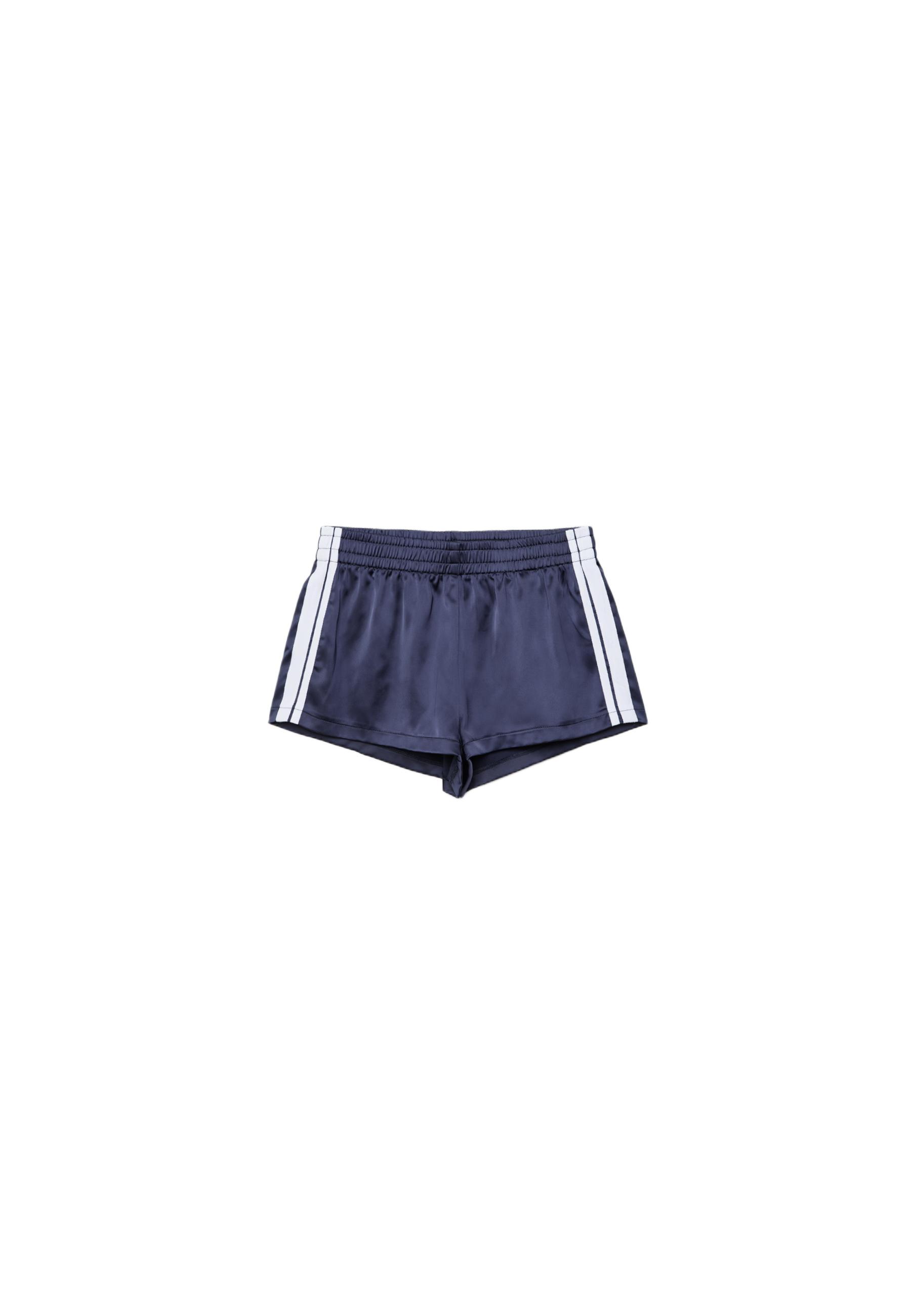 Sateen effect mini shorts — Navy blue