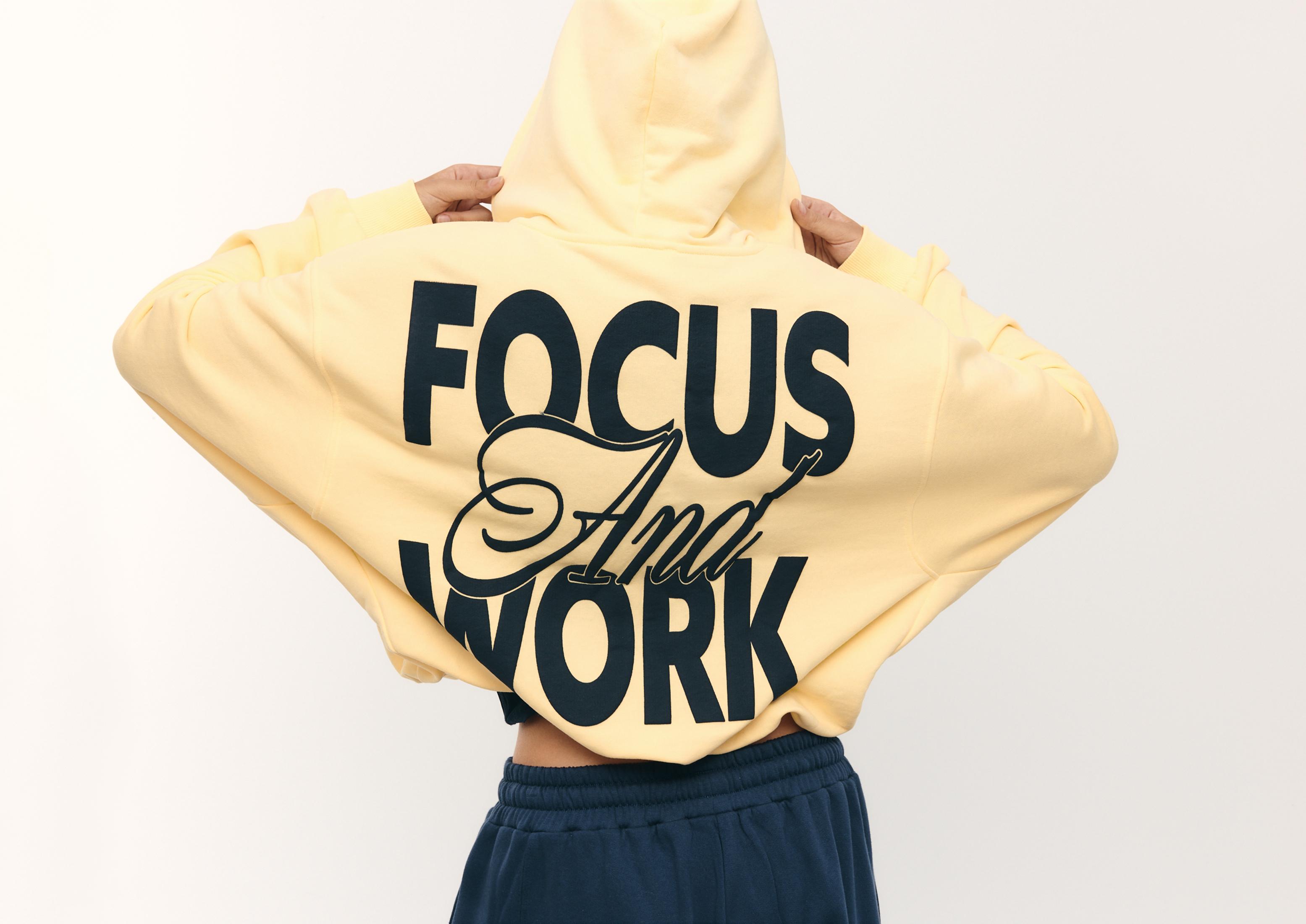 Printed Hooded Bomber Sweatshirt — Pastel yellow