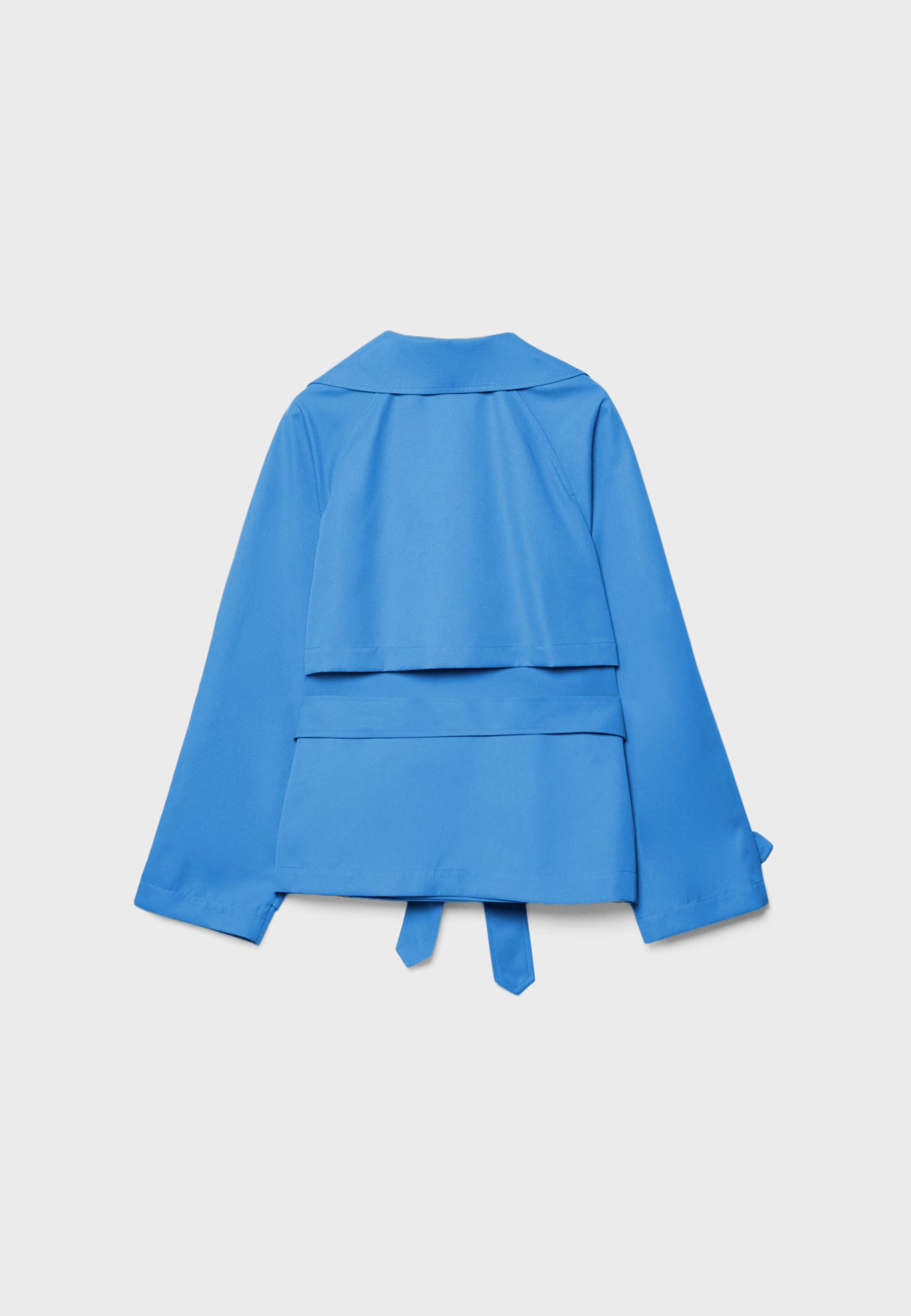 Short flowing trench coat with belt — Royal blue