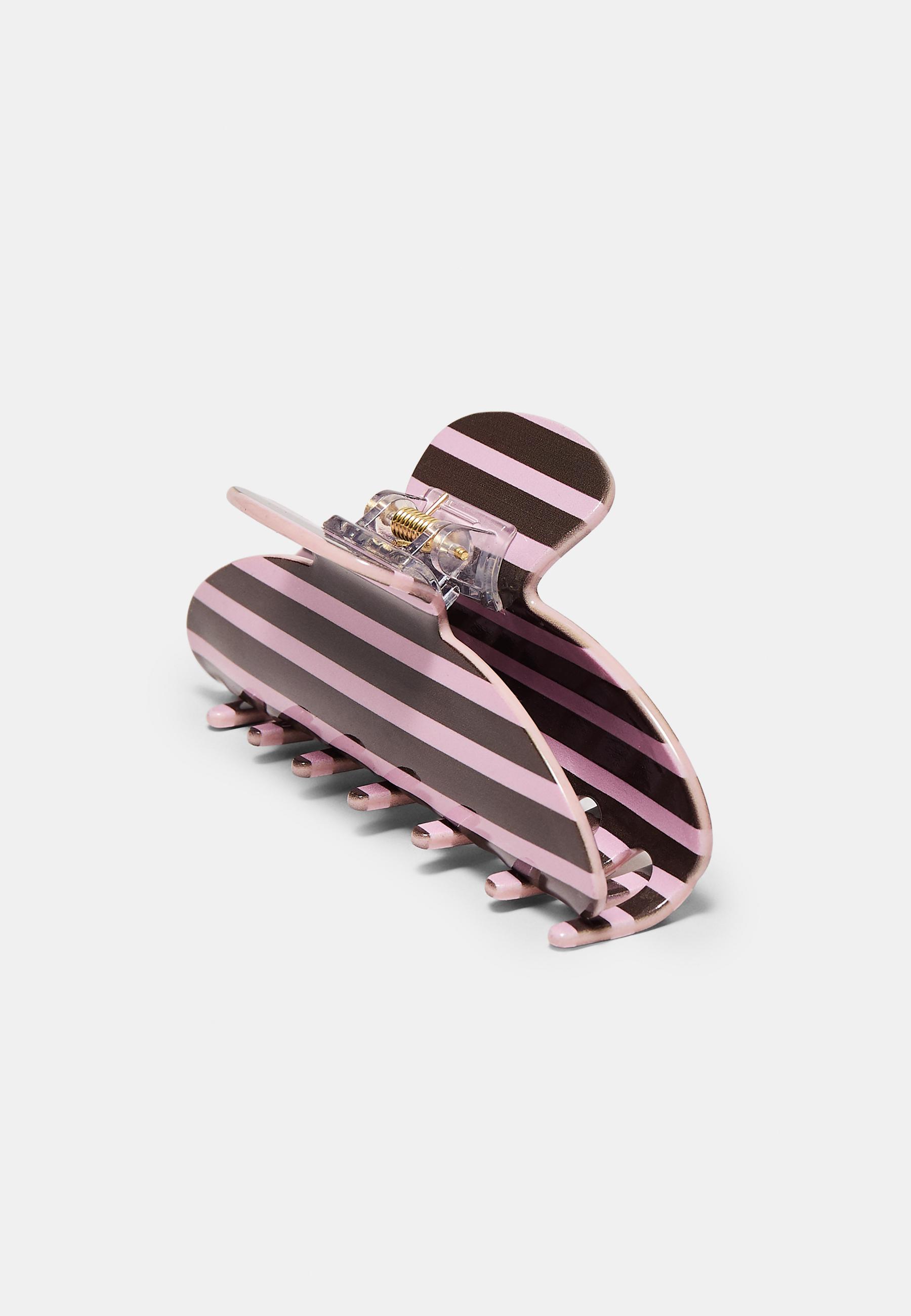 Striped hair clip — Pastel pink