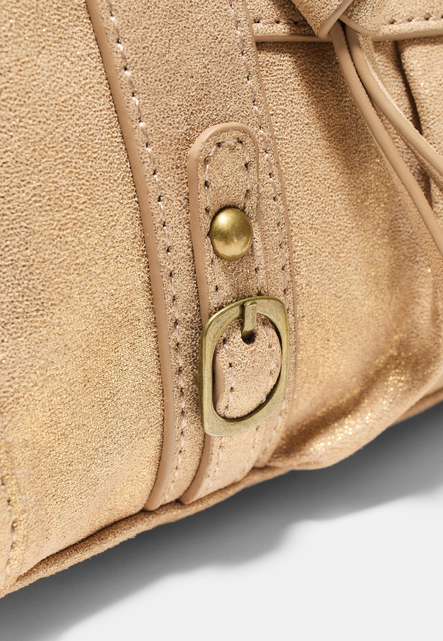 Fabric zip-up bowling crossbody bag — Yellow