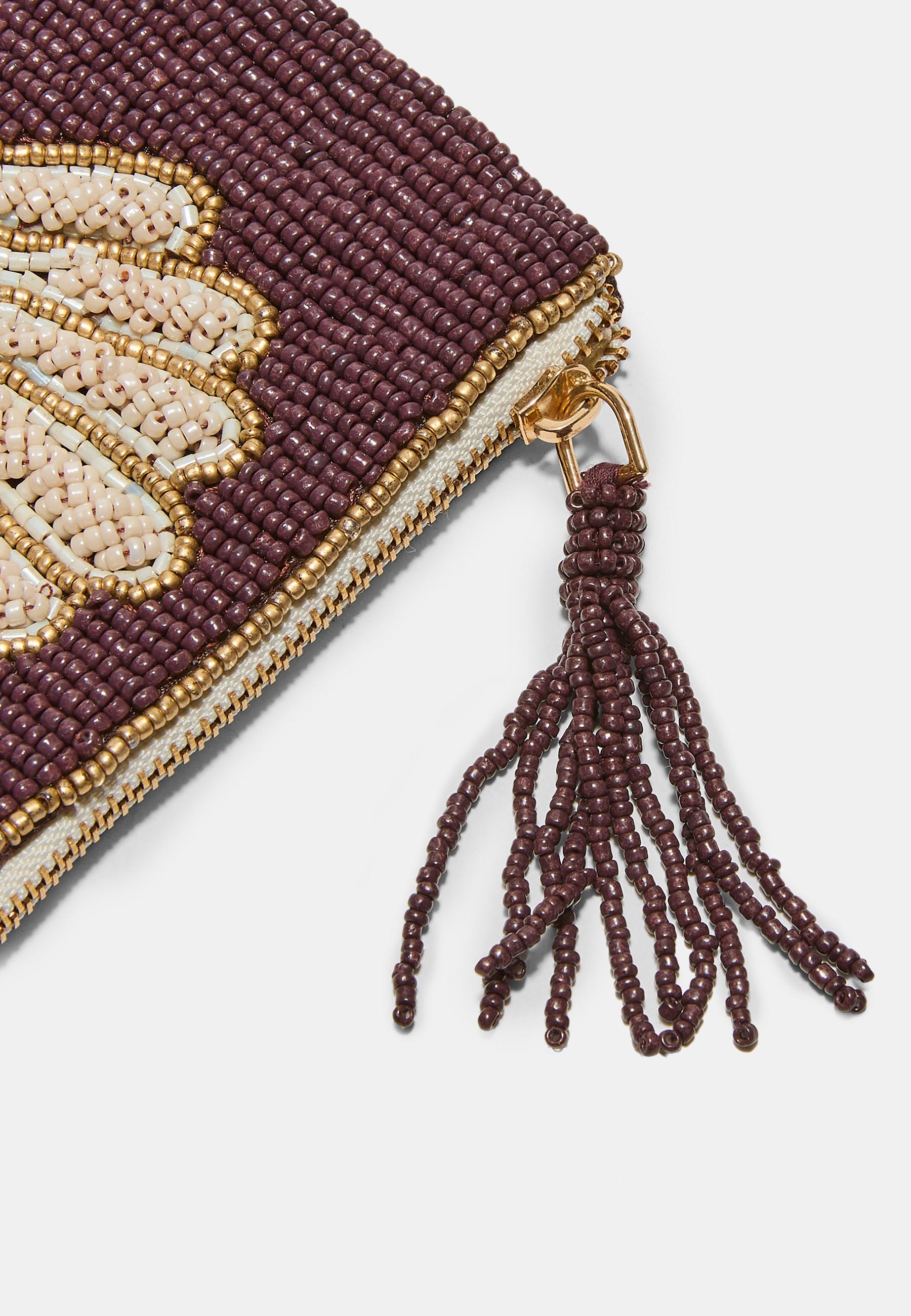 Small beaded purse — Brown