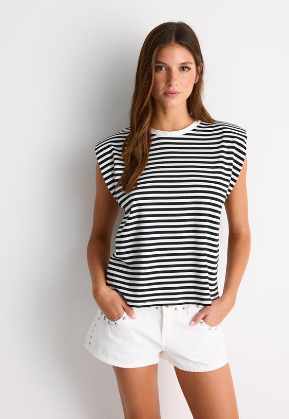 camiseta basica hombrera rayas