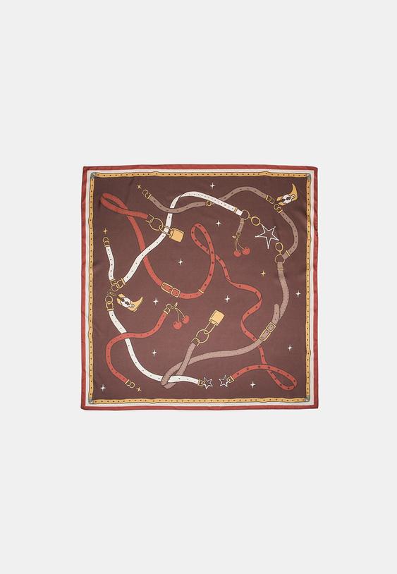 Stradivarius Padlock Scarf Brown Os
