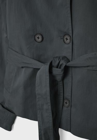High-neck trench coat with belt — Dark grey 9