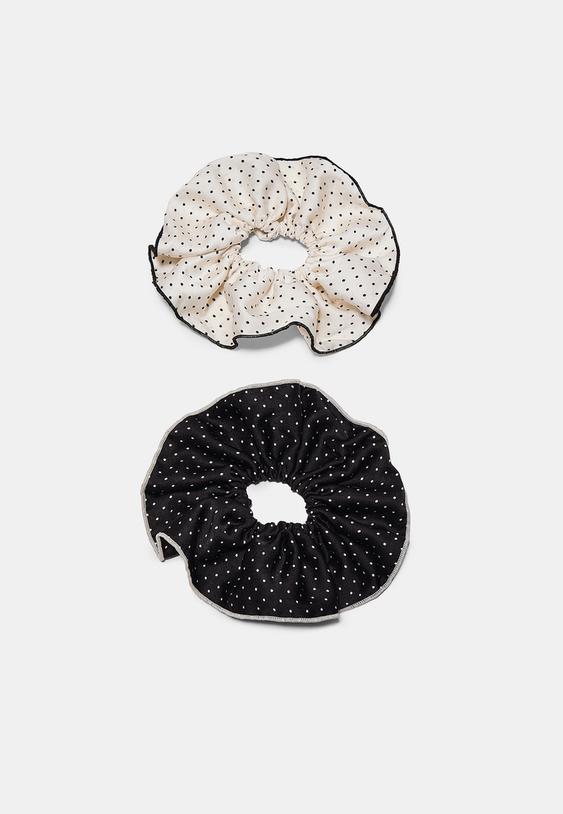 Stradivarius Set Of 2 Maxi Scrunchies Black Os