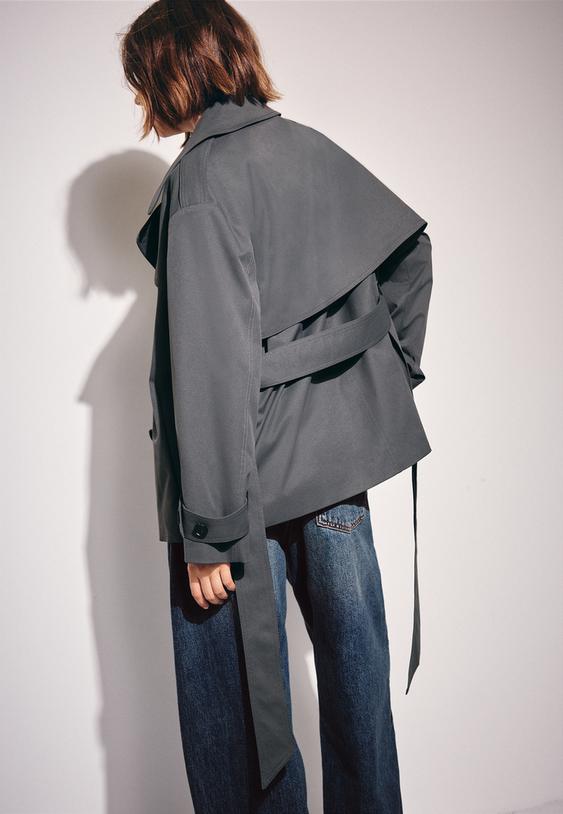regular trenchcoat met hoge kraag