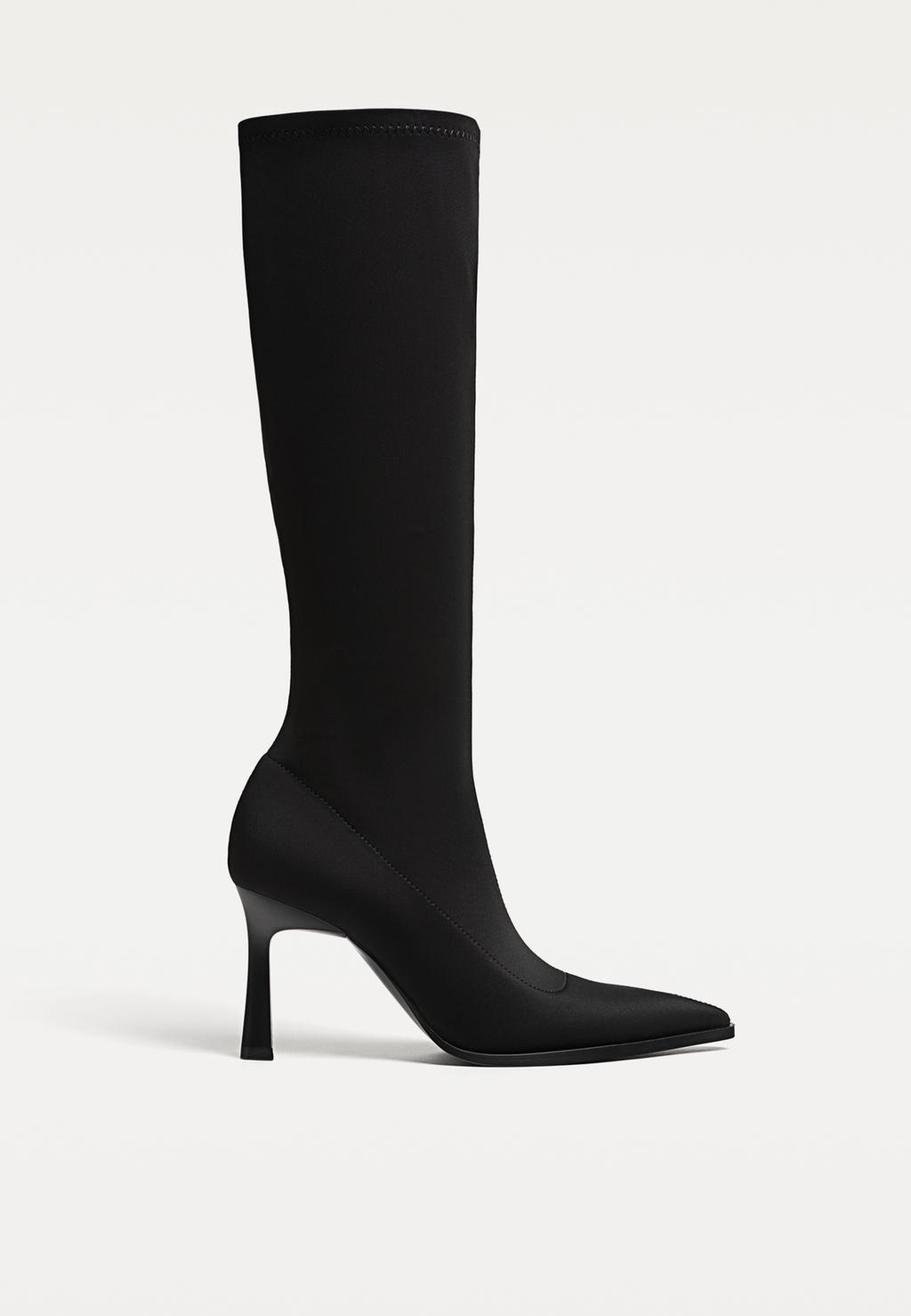 Black stretch XL high-heel boots