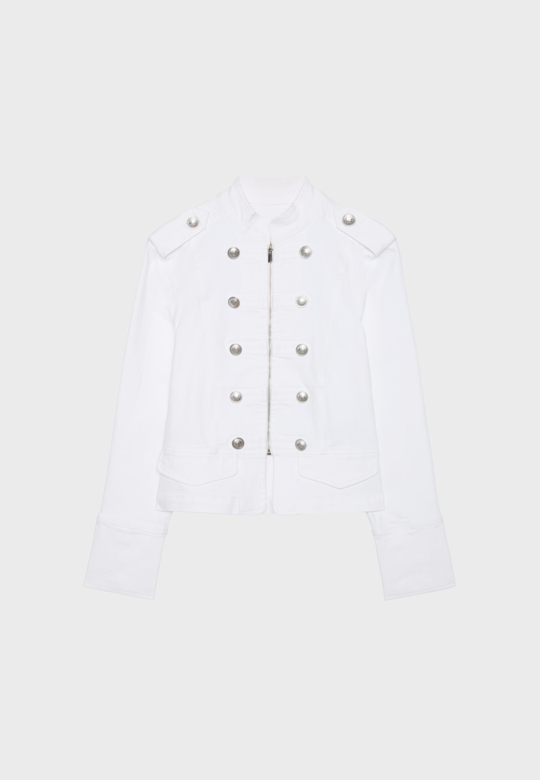 Military denim blazer — White