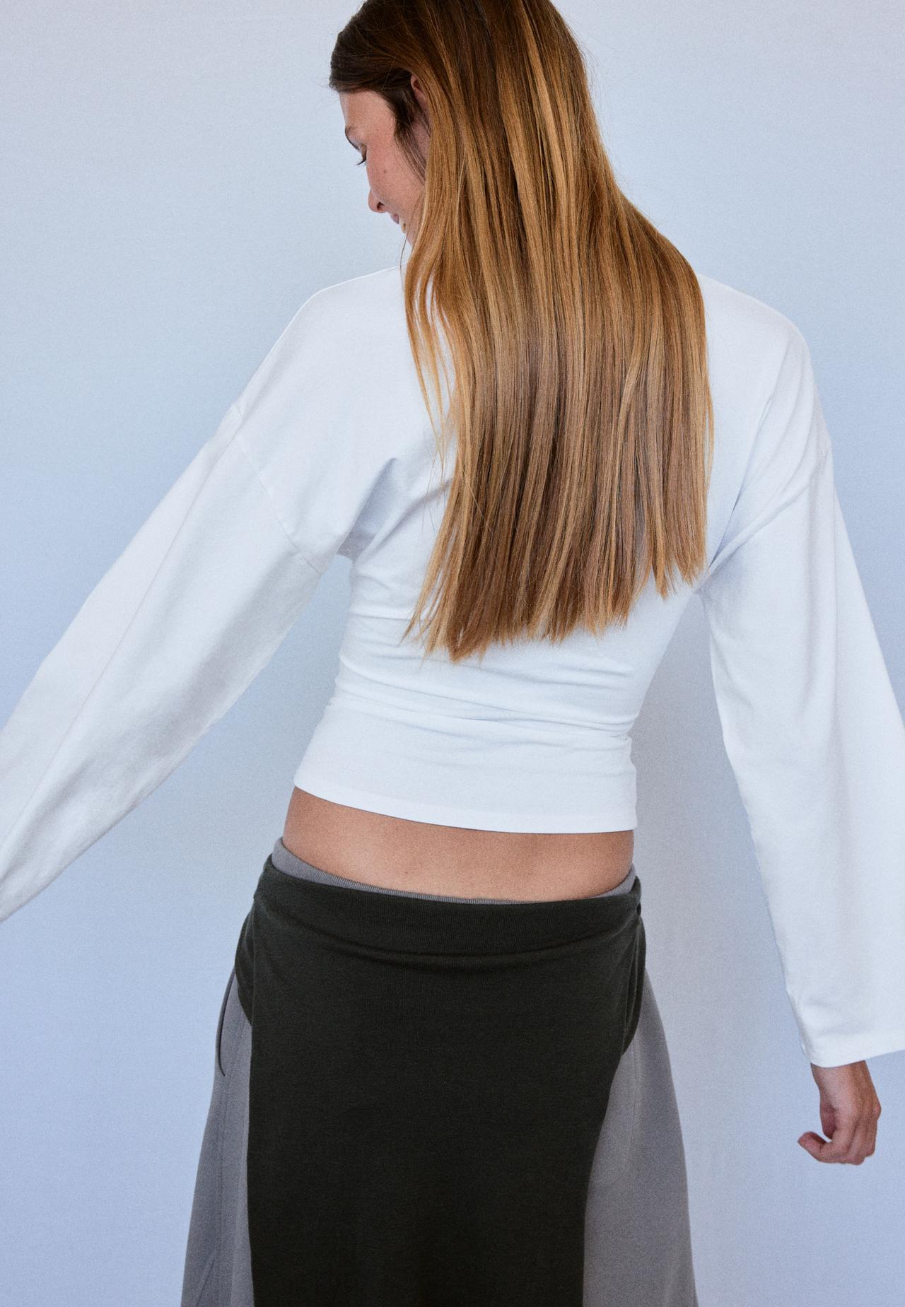 B11 Japanese long sleeve fitted waist T-shirt — Ecru