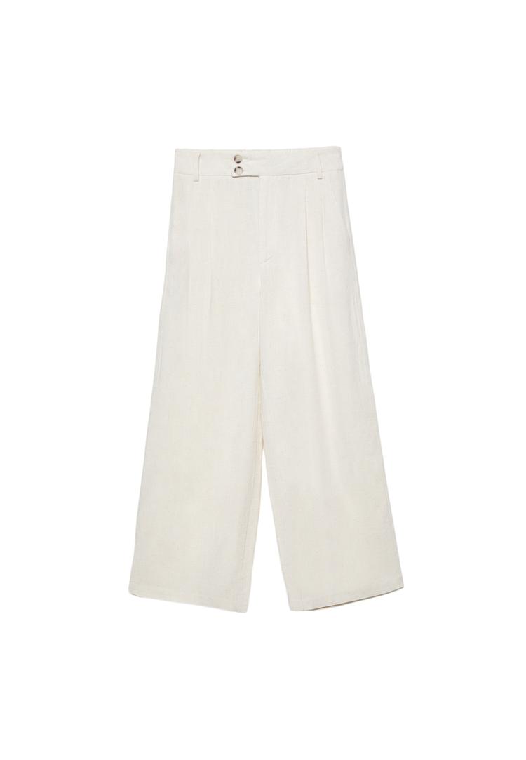 Keten karışımlı culotte pantolon_7