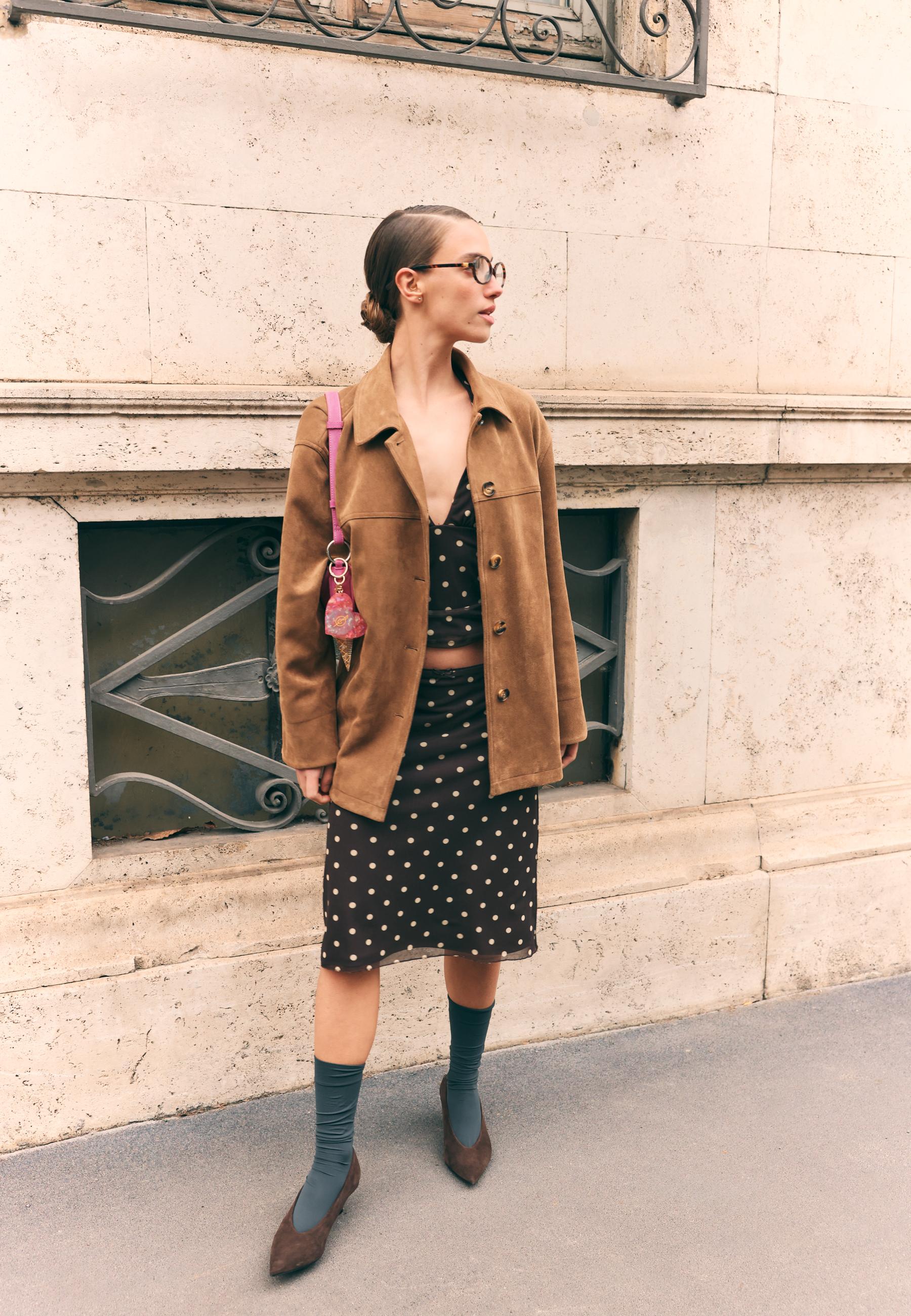 Faux suede jacket — Beige