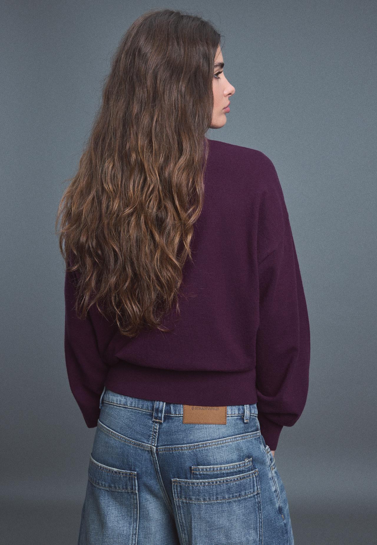 Polo collar knit jumper — Dark purple