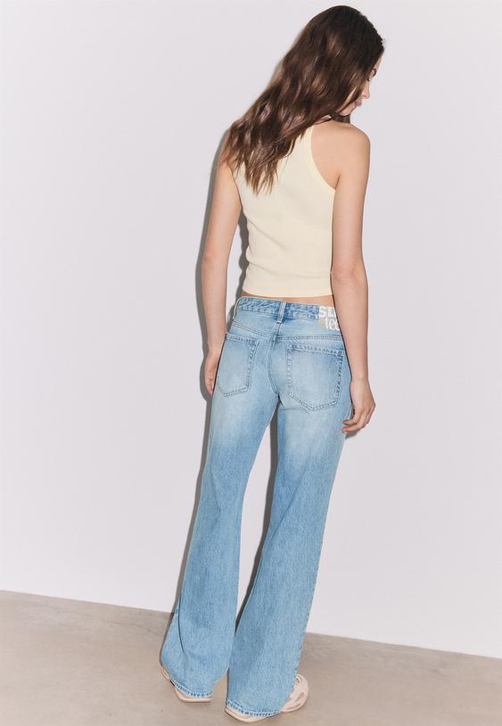 Stradivarius Low-Rise Straight-Leg Jeans Medium Light Blue Denim 10