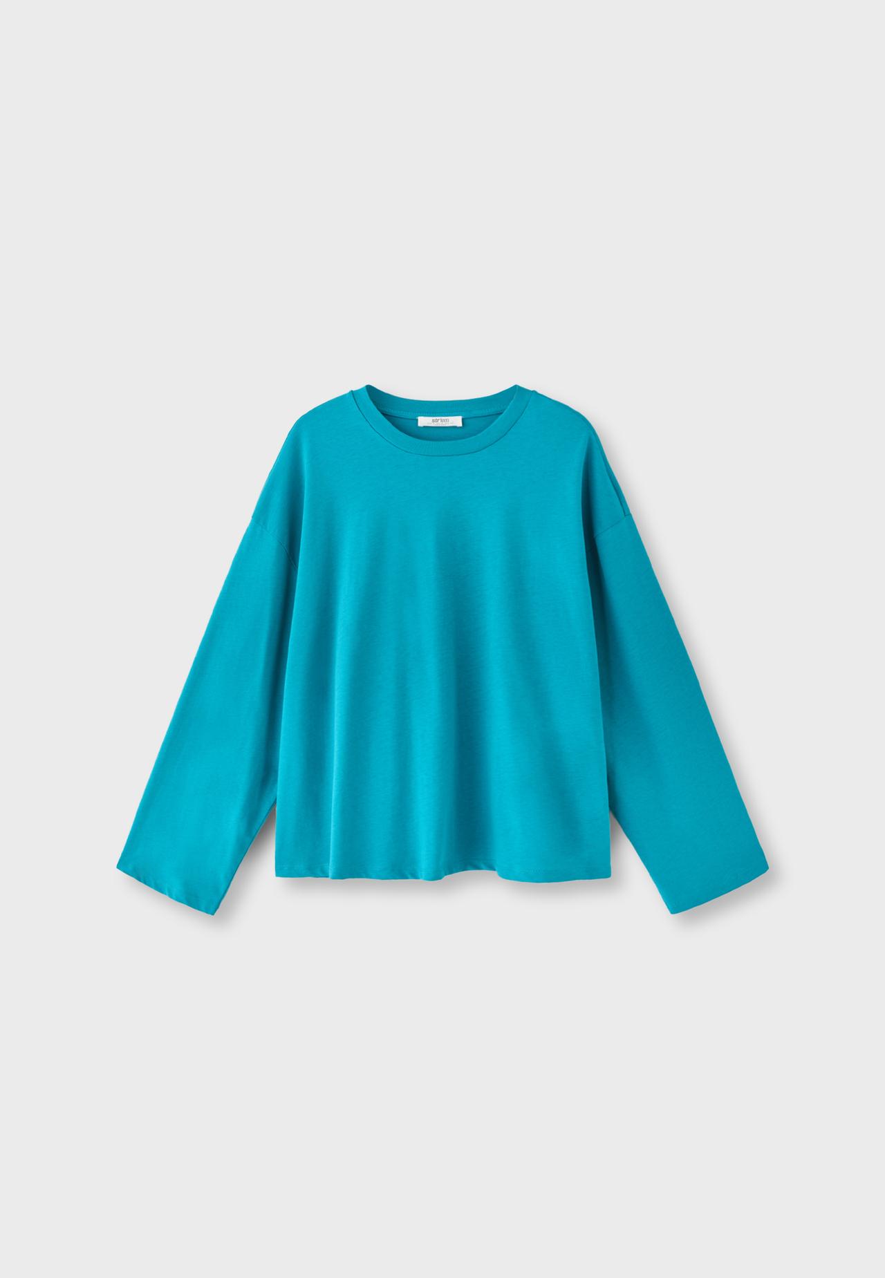 Boxy long sleeve T-shirt — Turquoise