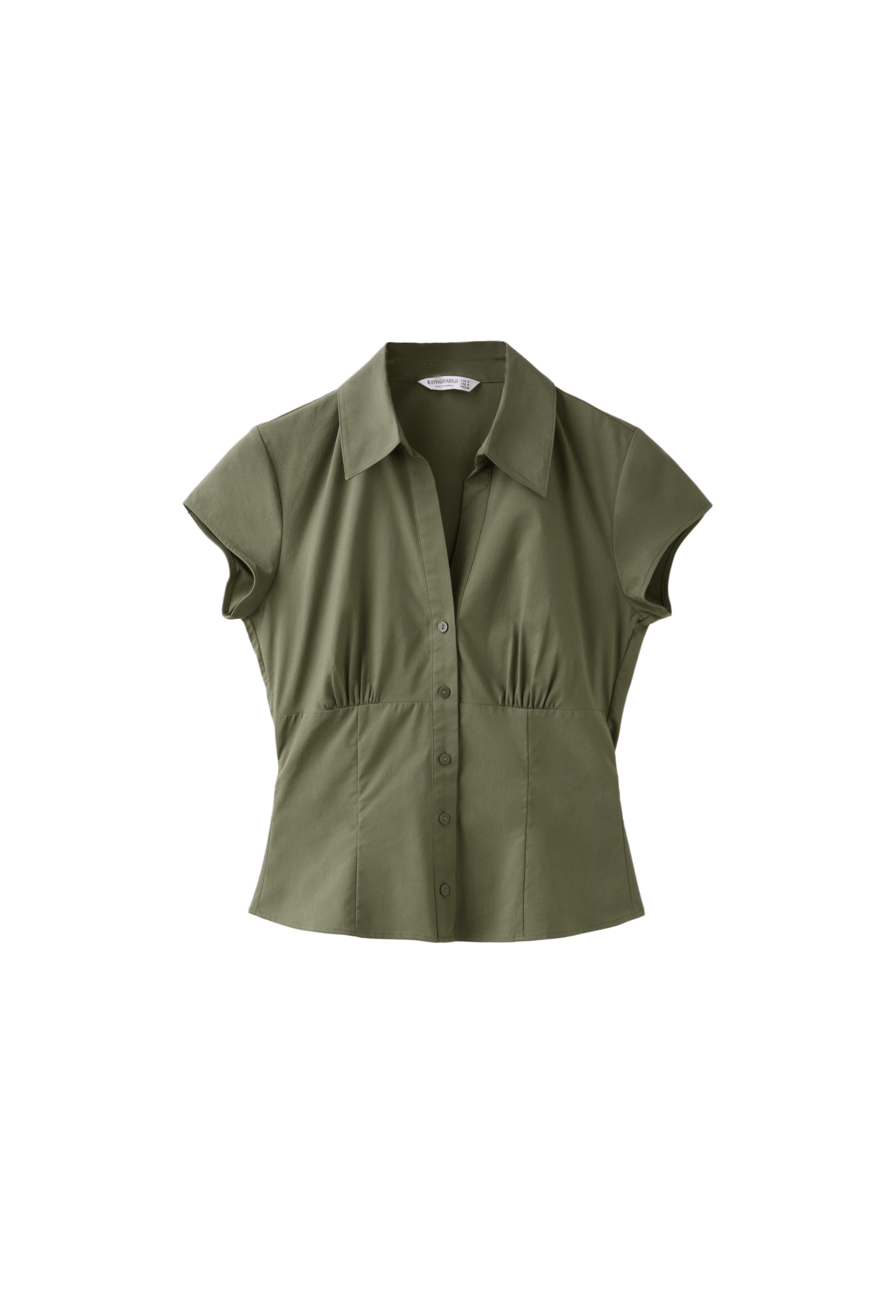 Short sleeve shirt with underbust seam — Khaki