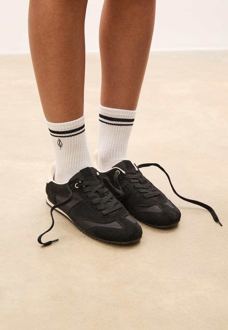 pack de 2 pares de meias de riscas e bordado