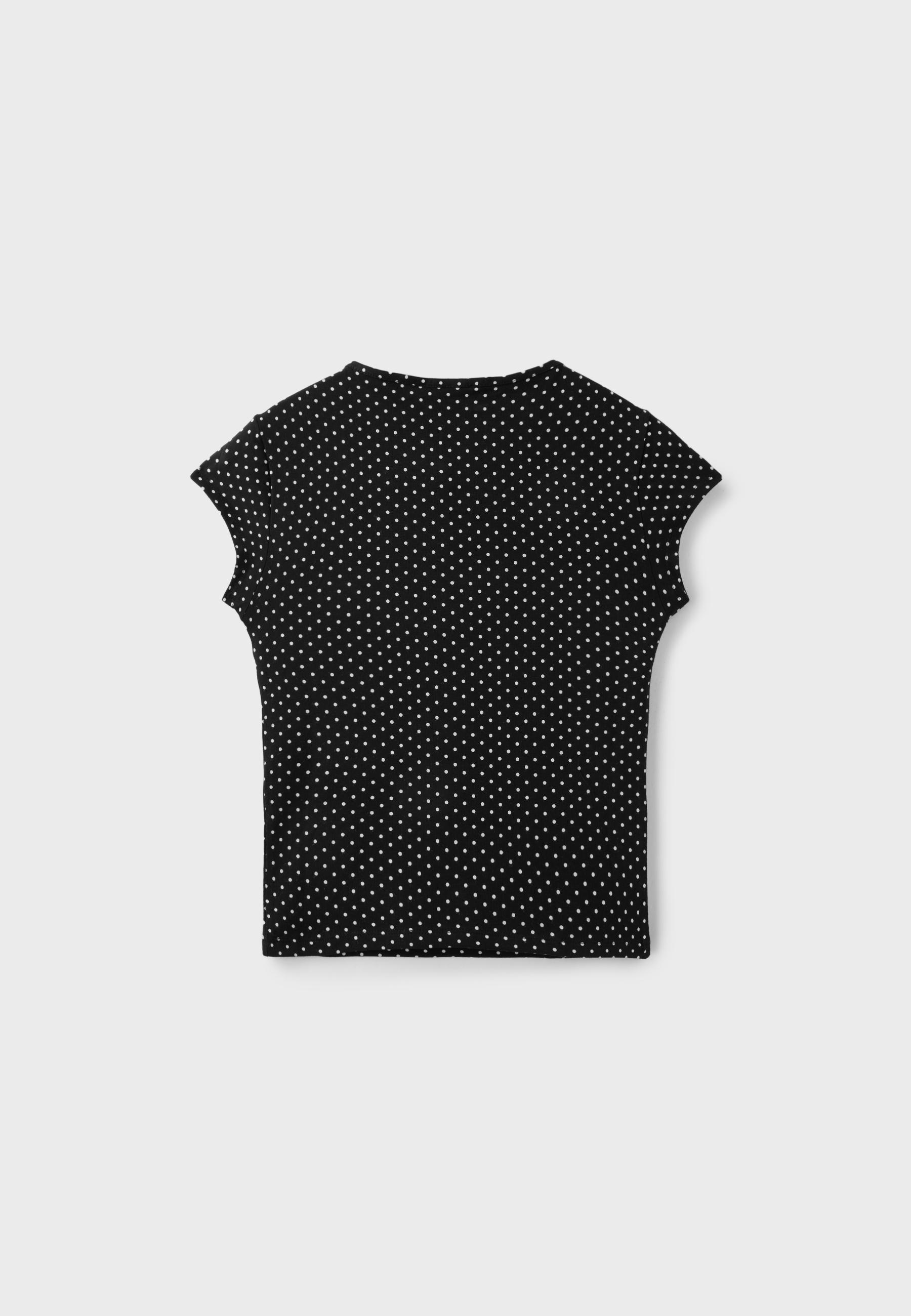 Polka dot bow T-shirt — Ecru