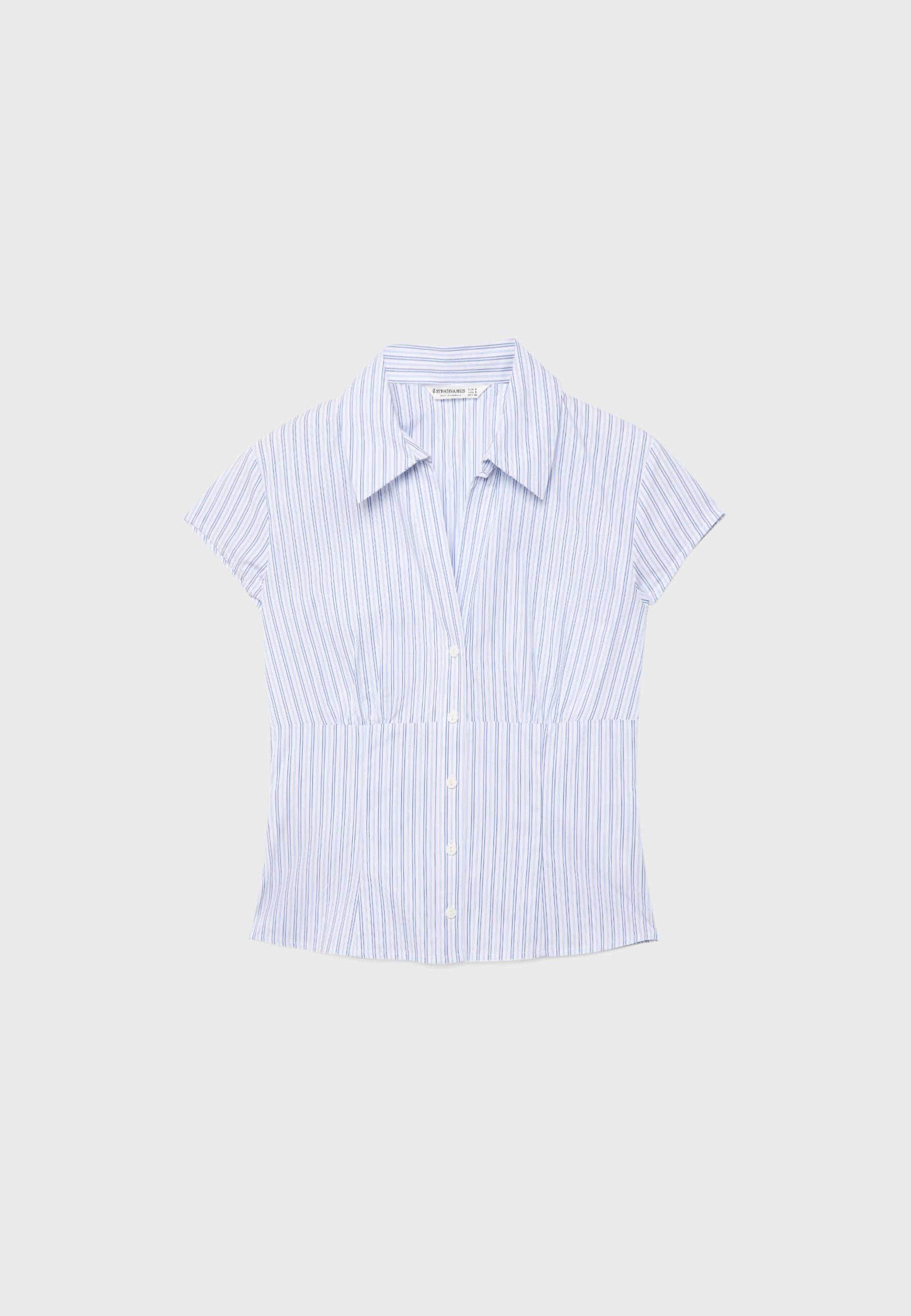 Short sleeve shirt with underbust seam — Sky blue
