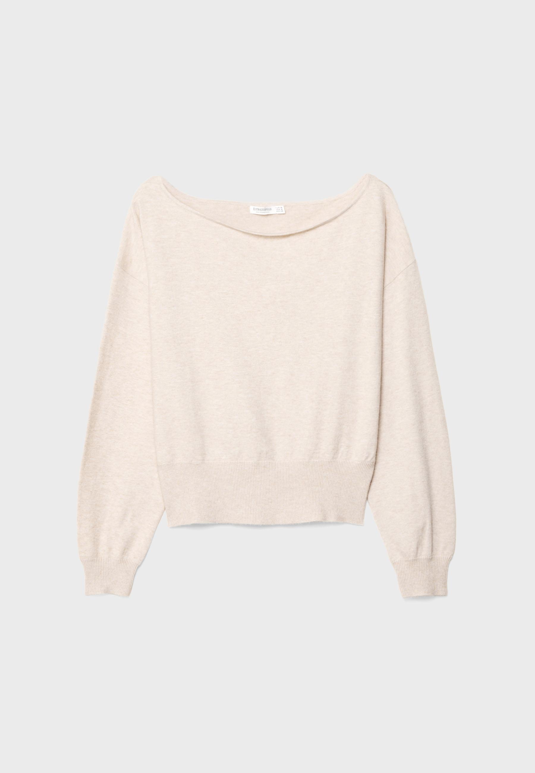 Asymmetric knit sweater — Stone