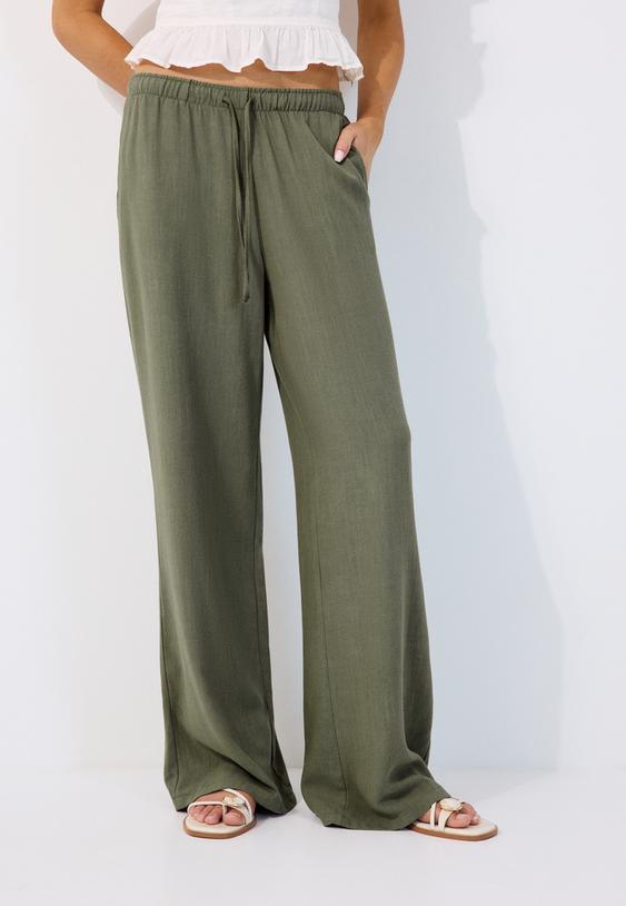 pantaloni dritti effetto lino