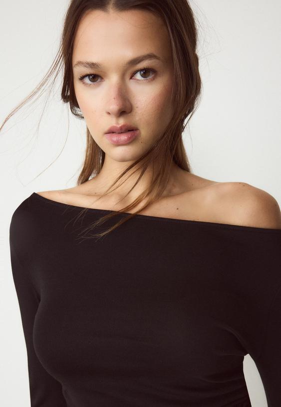 camisola manga comprida franzida