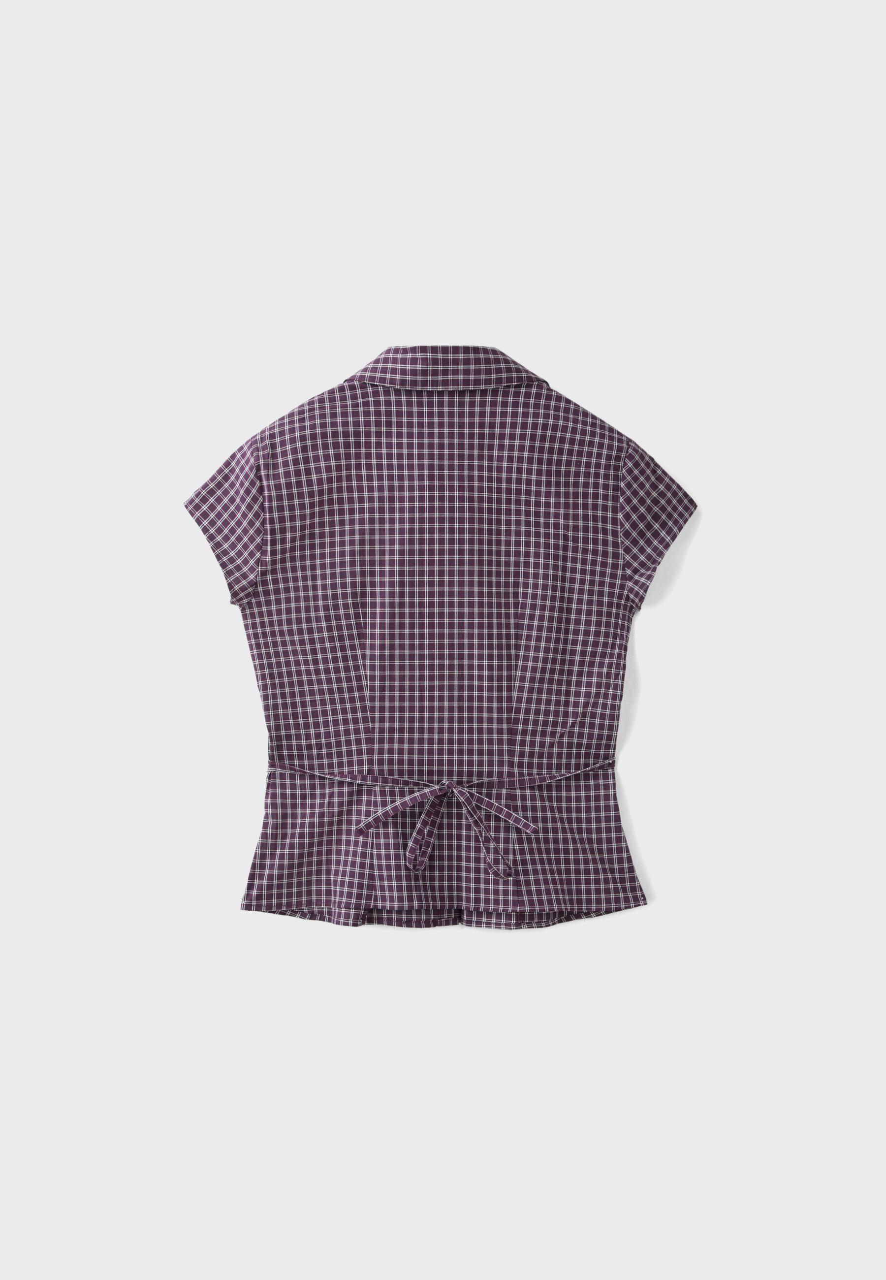 Short sleeve under-bust seam shirt — Purple
