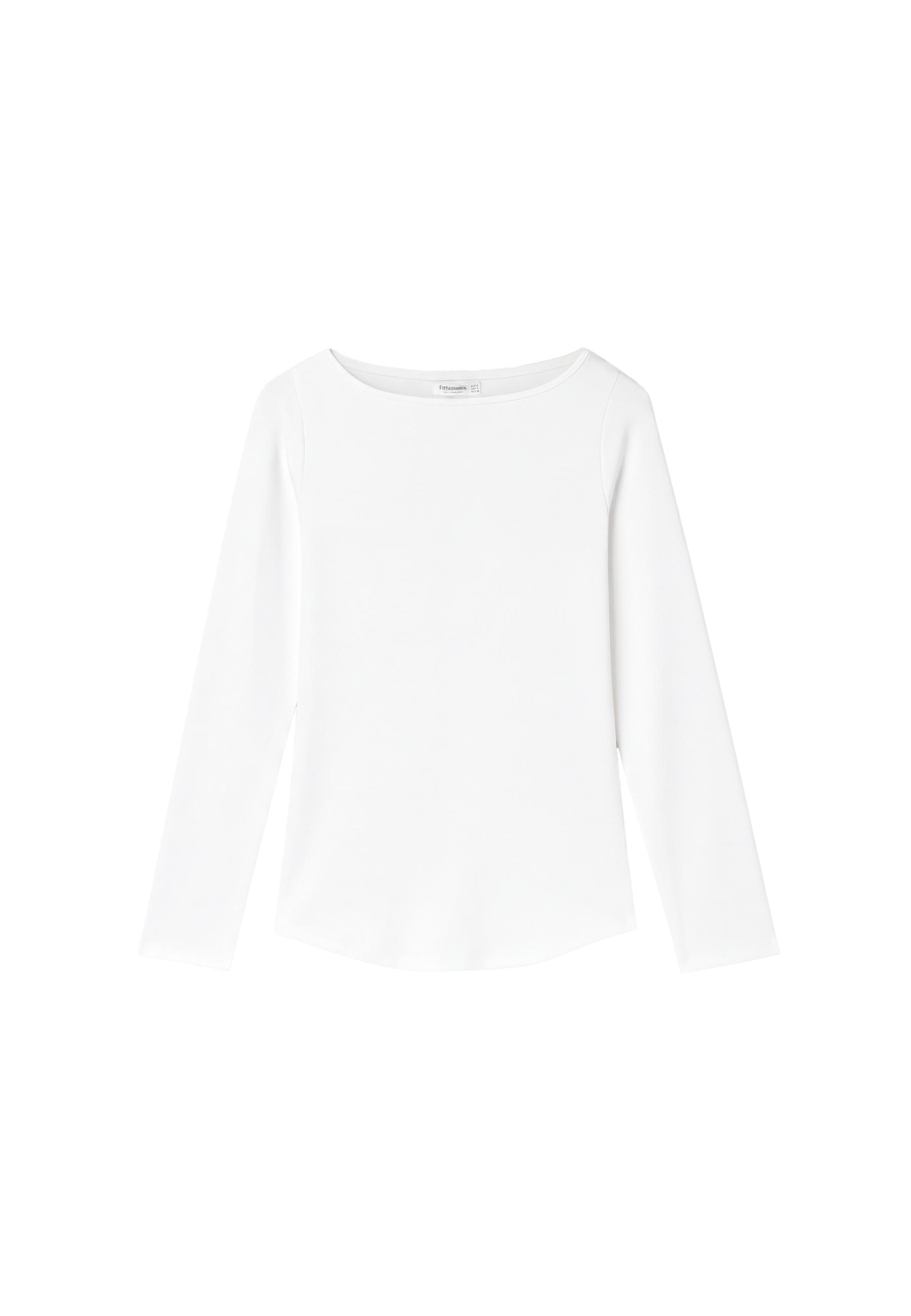 Boat neck basic T-shirt — Ecru