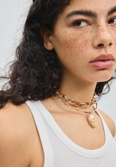 Layered pendant necklace set — Gold 3
