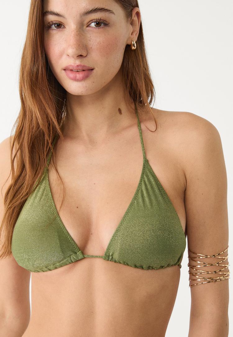 top bikini triangolare filo metallizzato