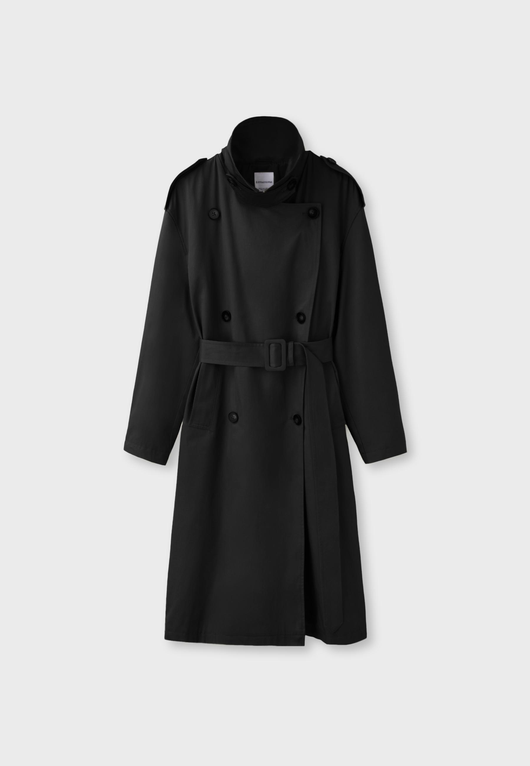 Long basic trench coat — Black