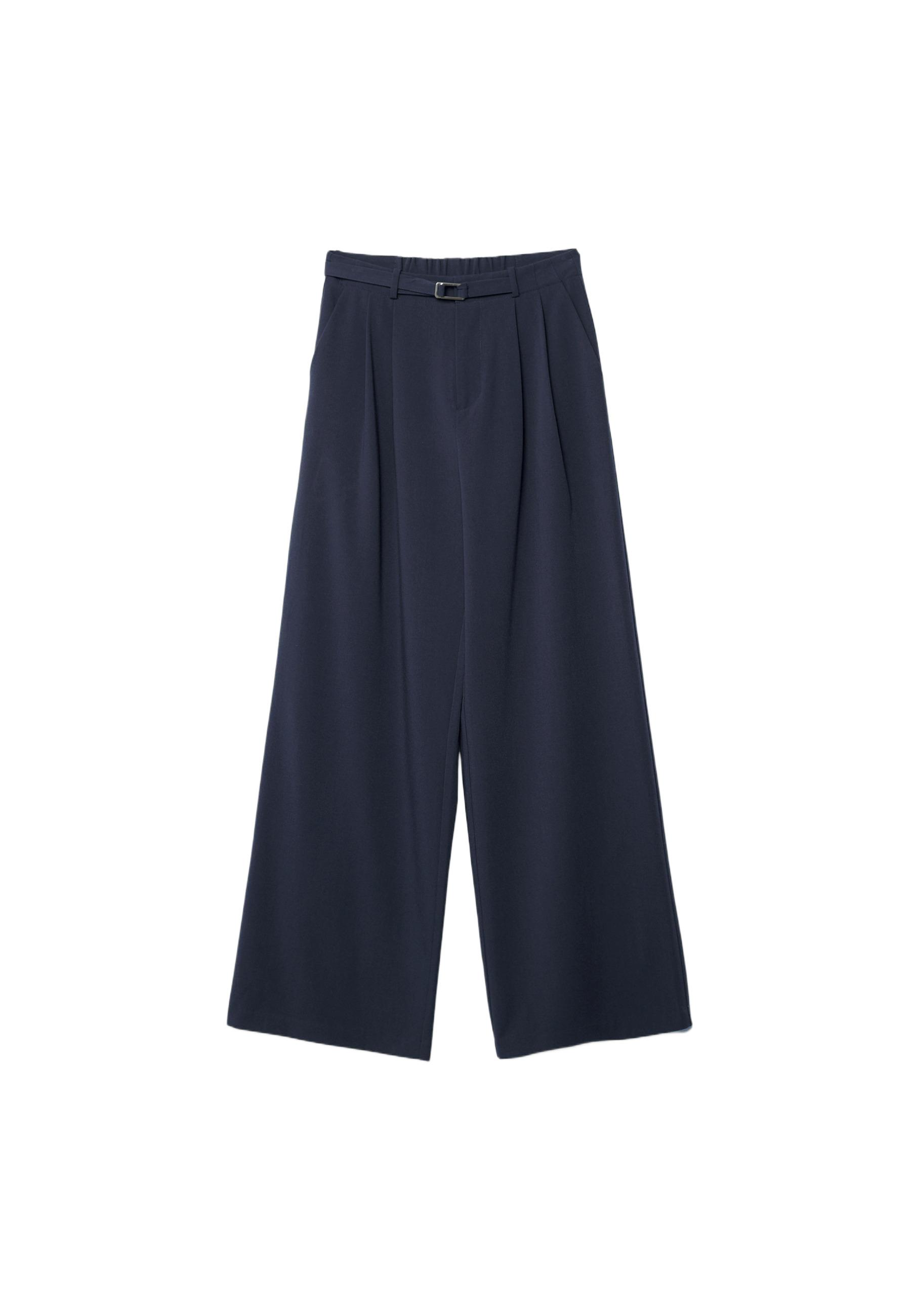 Wide-leg trousers with buckle detail — Blue