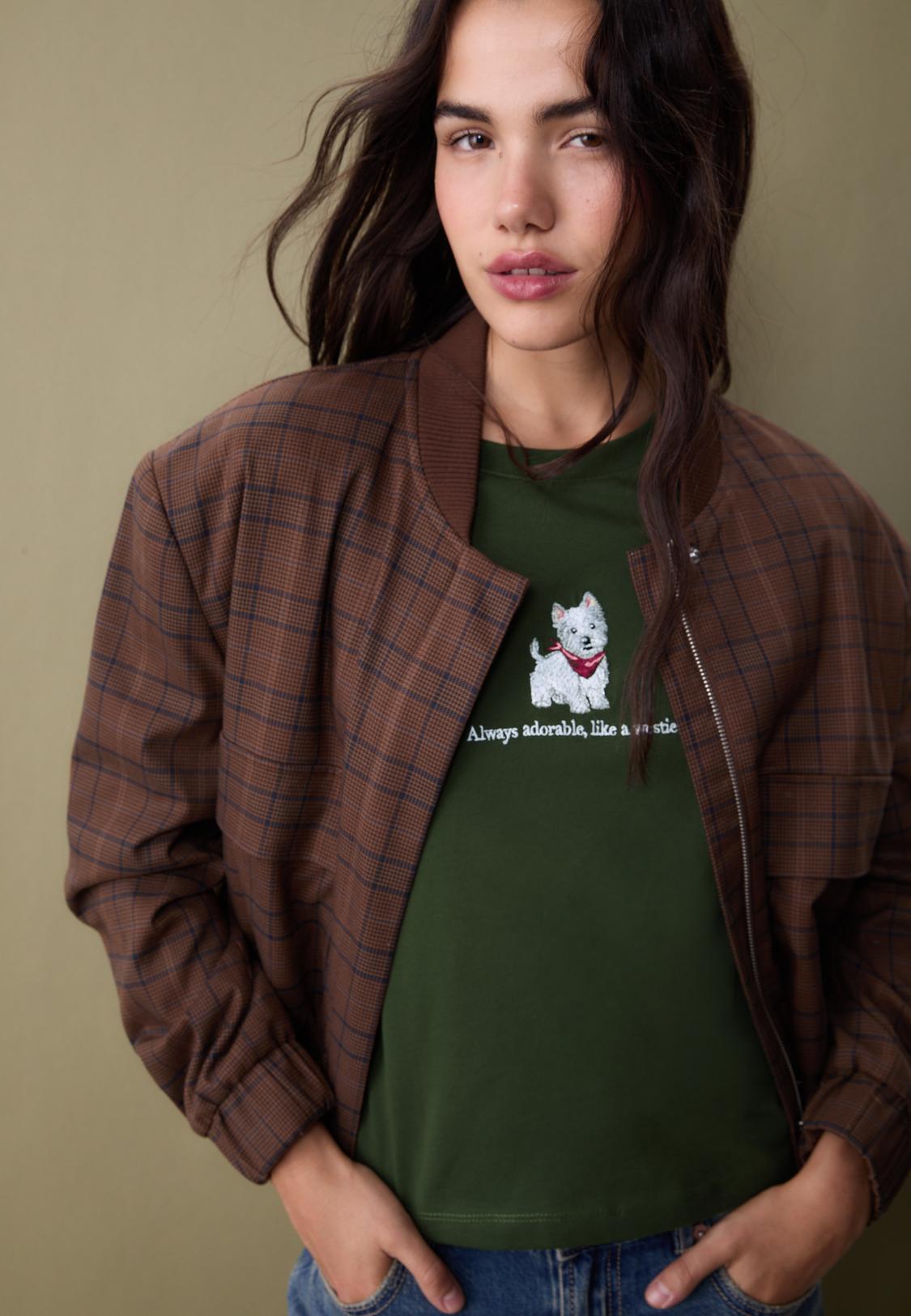 Disney Sudadera Blanca Mujer Stradivarius Camiseta Perrito Bordado