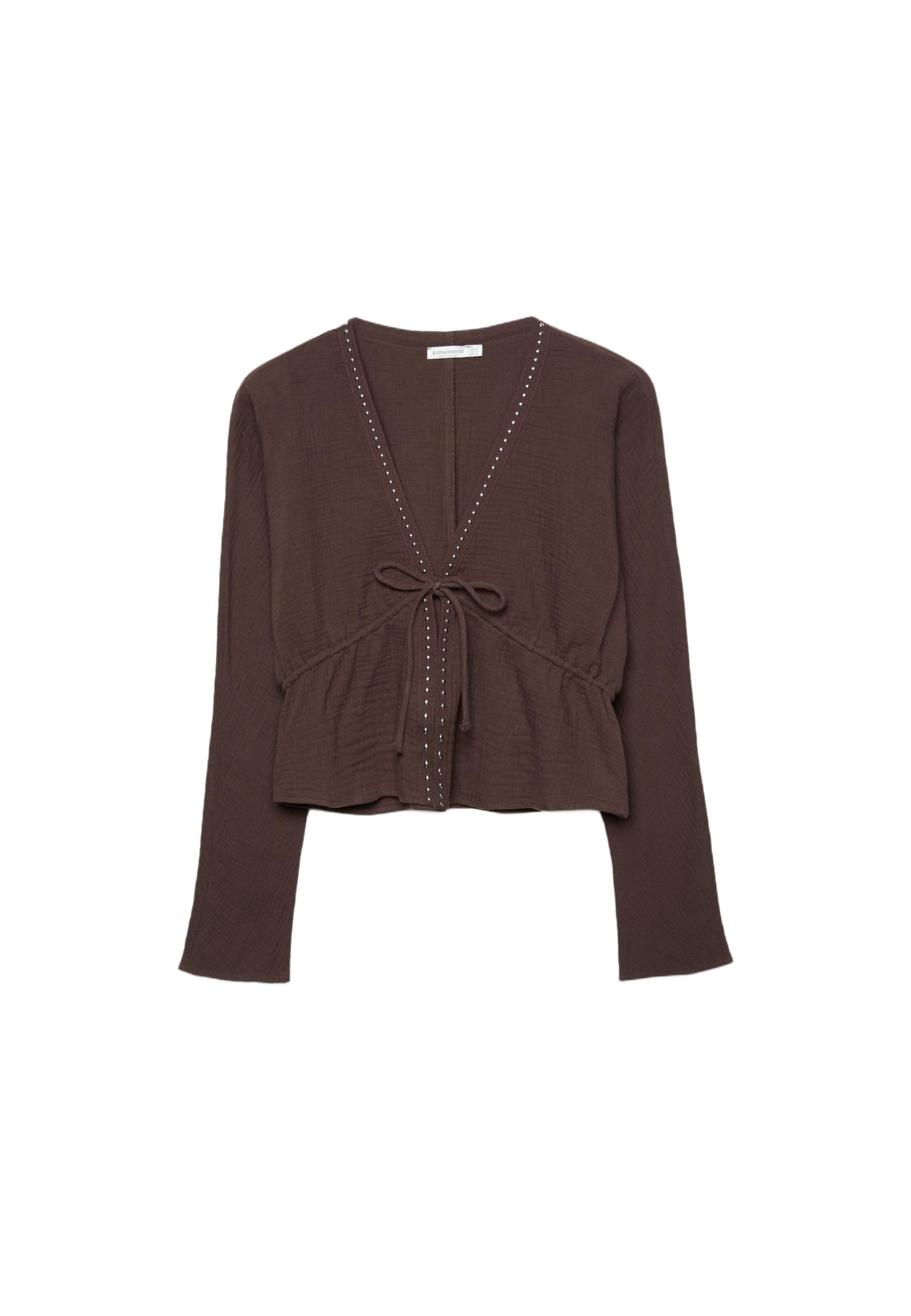 Open studded shirt — Brown