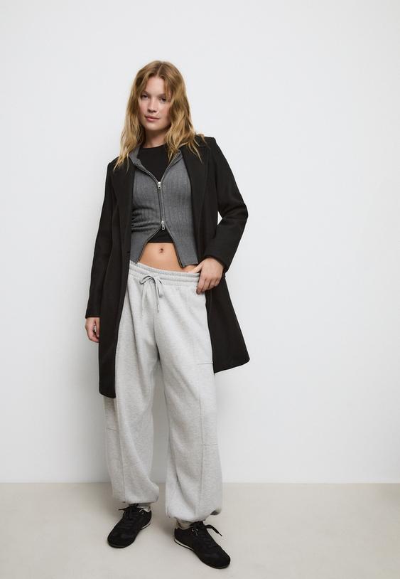 abrigo midi boton tacto suave