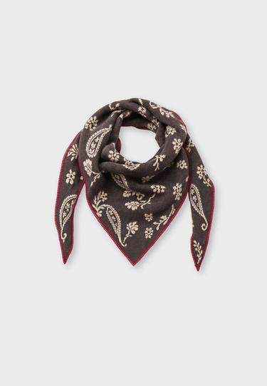 Paisley print triangular scarf — Brown 1