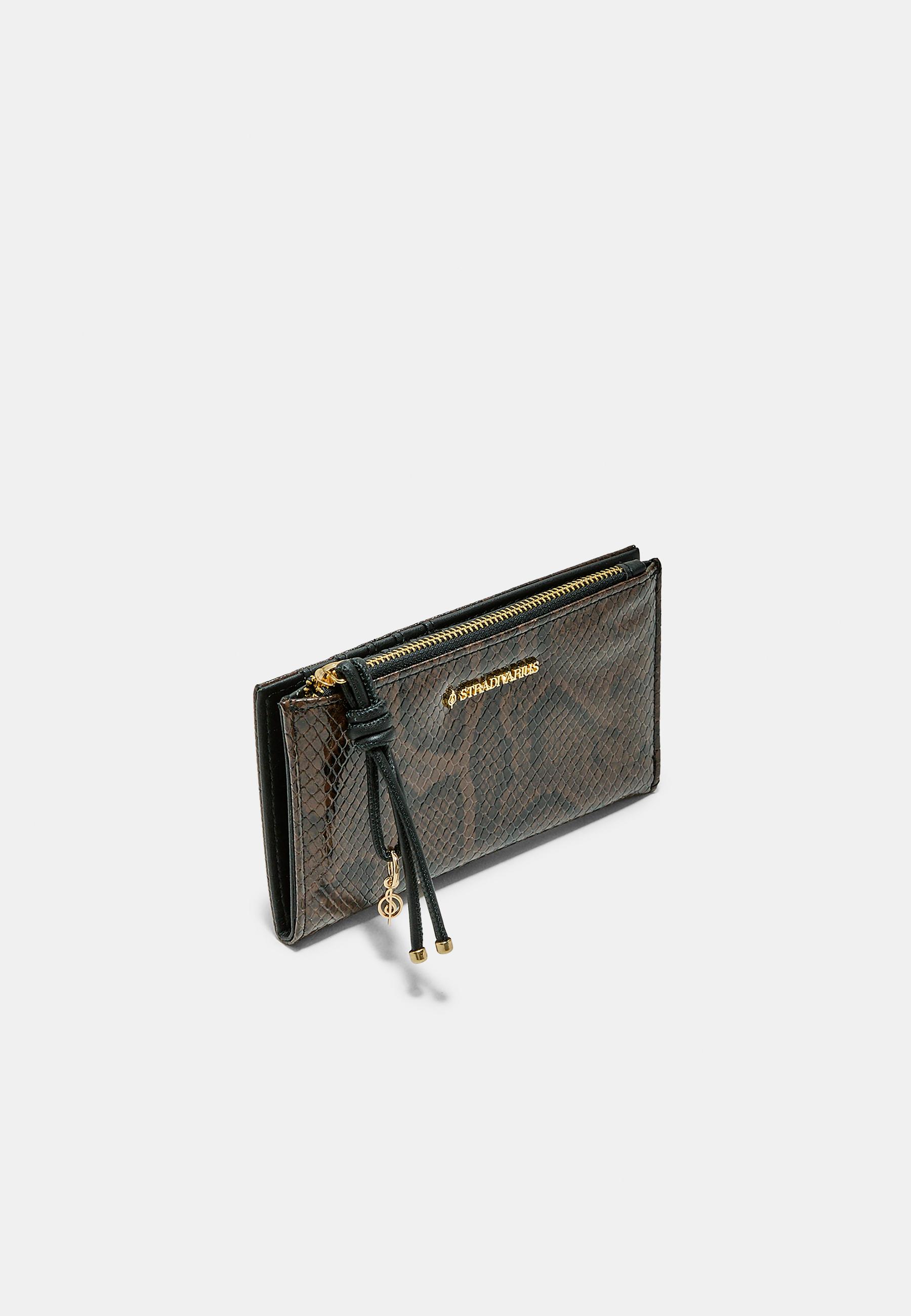 Compact snakeskin print wallet — Brown