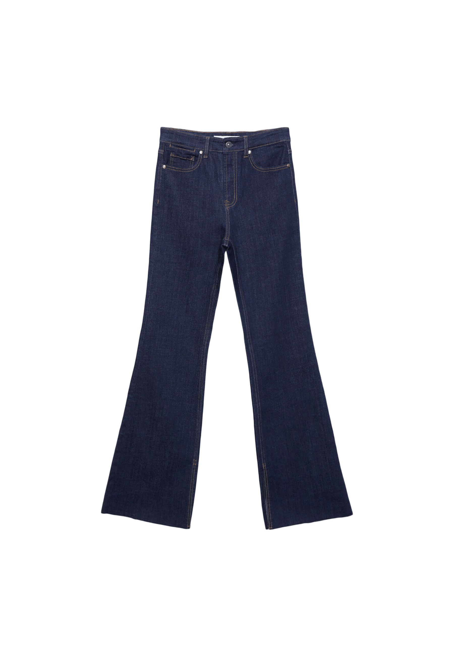 D74 Bell bottom jeans with split — RINSE BLUE DENIM