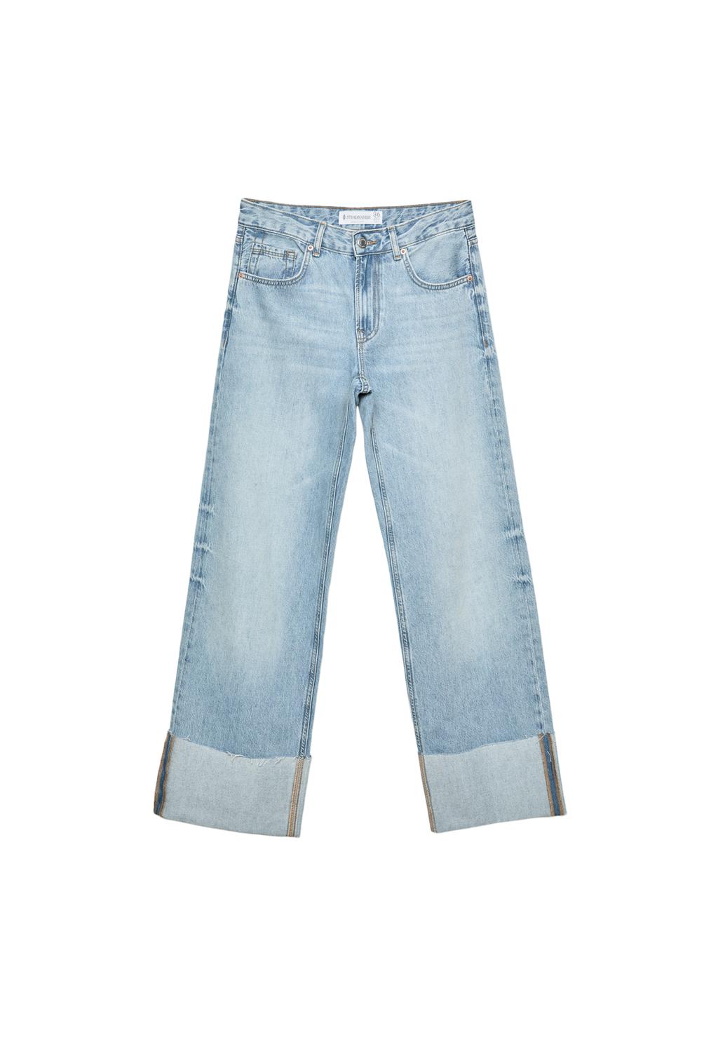 Jean wide leg à revers
