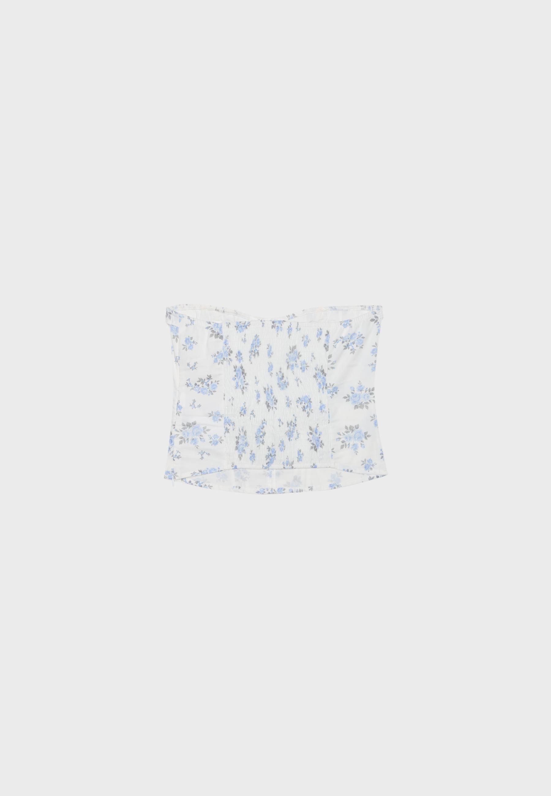 Floral print corset top — Sky blue