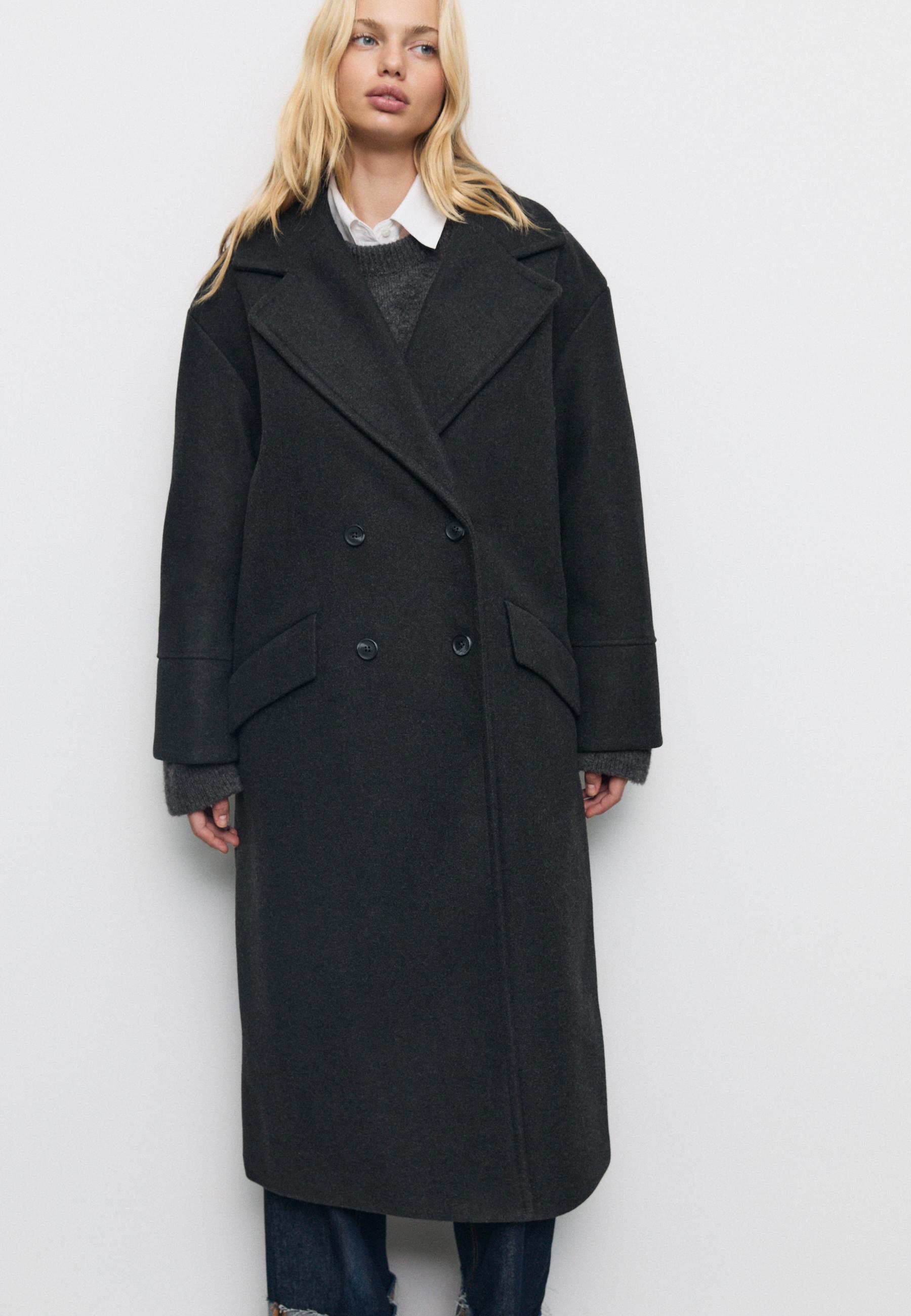 Oversize soft-touch coat — Dark grey