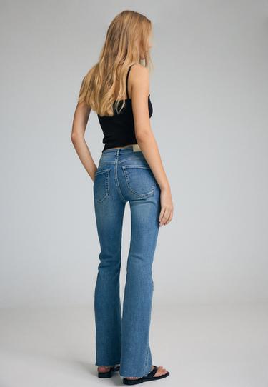 D74 bell bottom jeans with split — OVERDYED BLUE DENIM 5