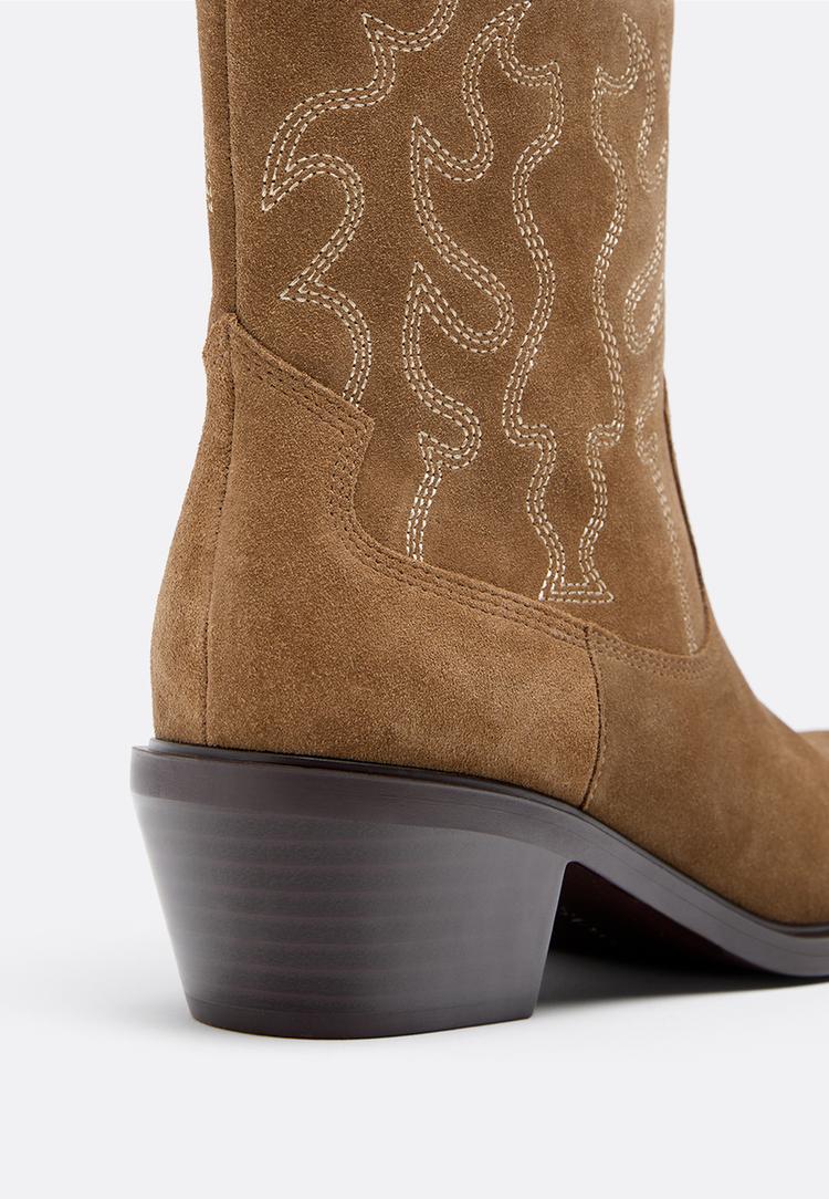 botines tacon cow piel