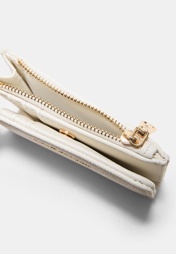 Stradivarius Saffiano Card Holder Purse White Os