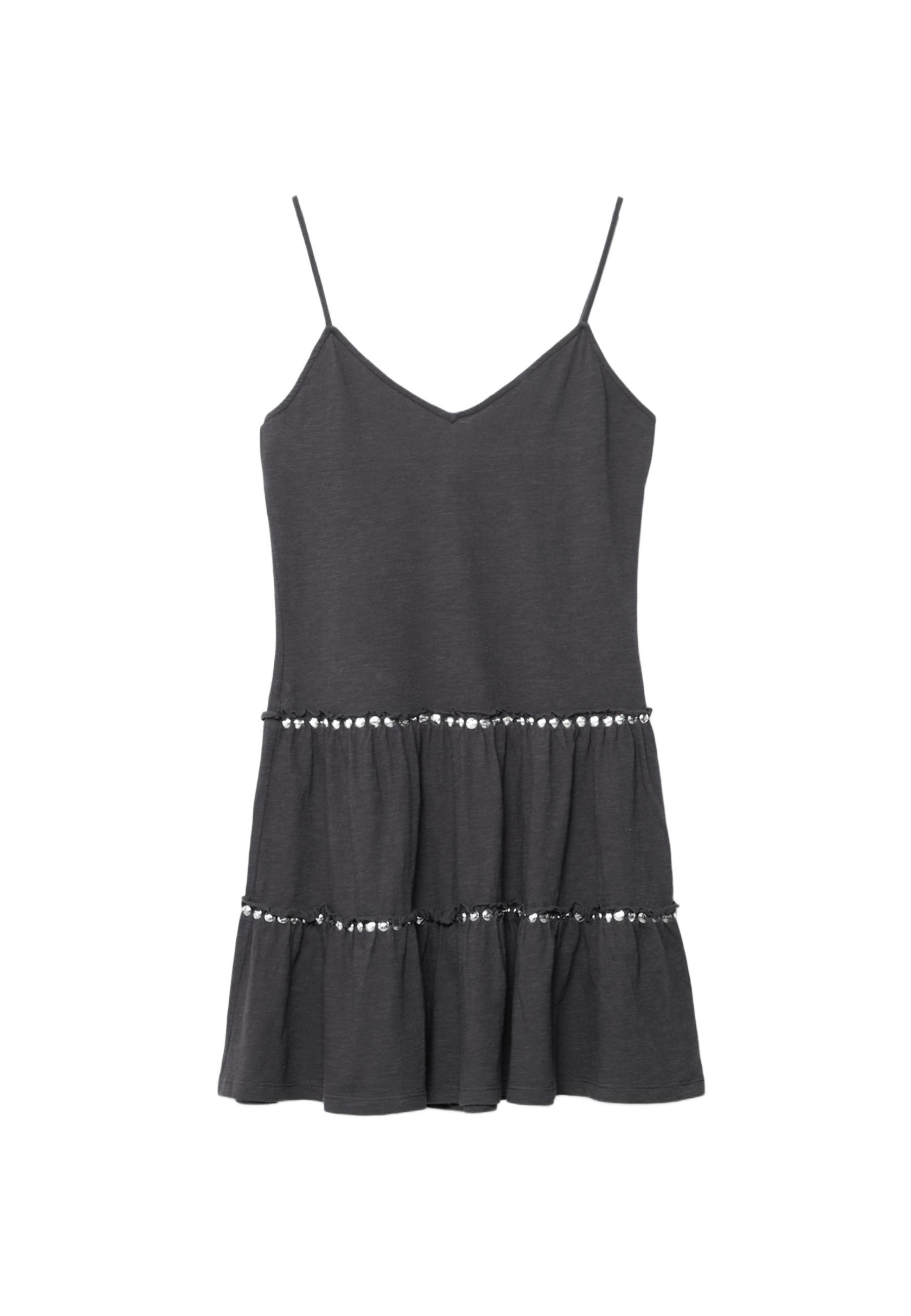 Ruffled dress with studs — Dark grey