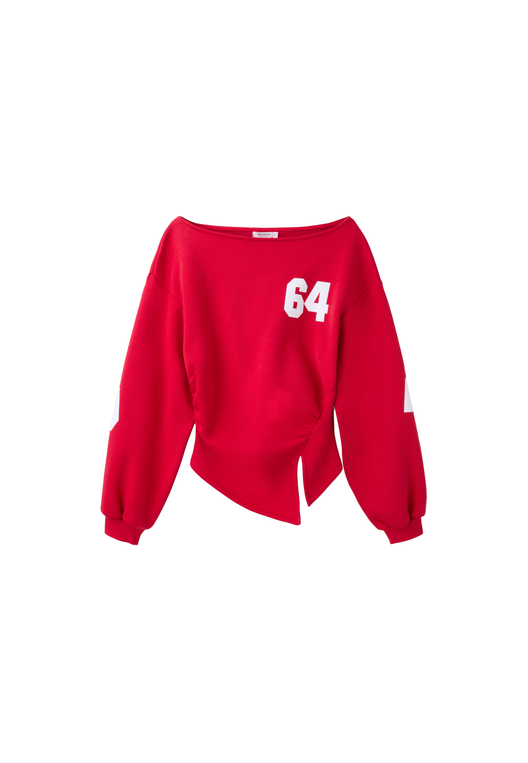 Fitted asymmetric print sweatshirt — Red