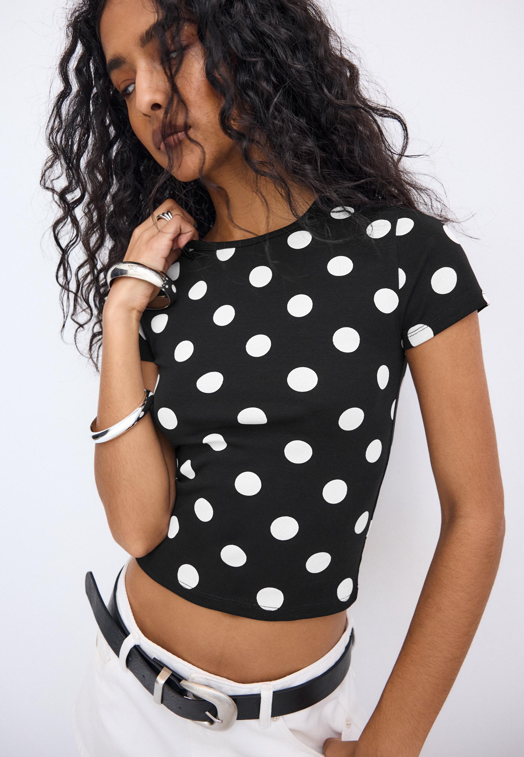 Polka dot slim fit T-shirt — Black